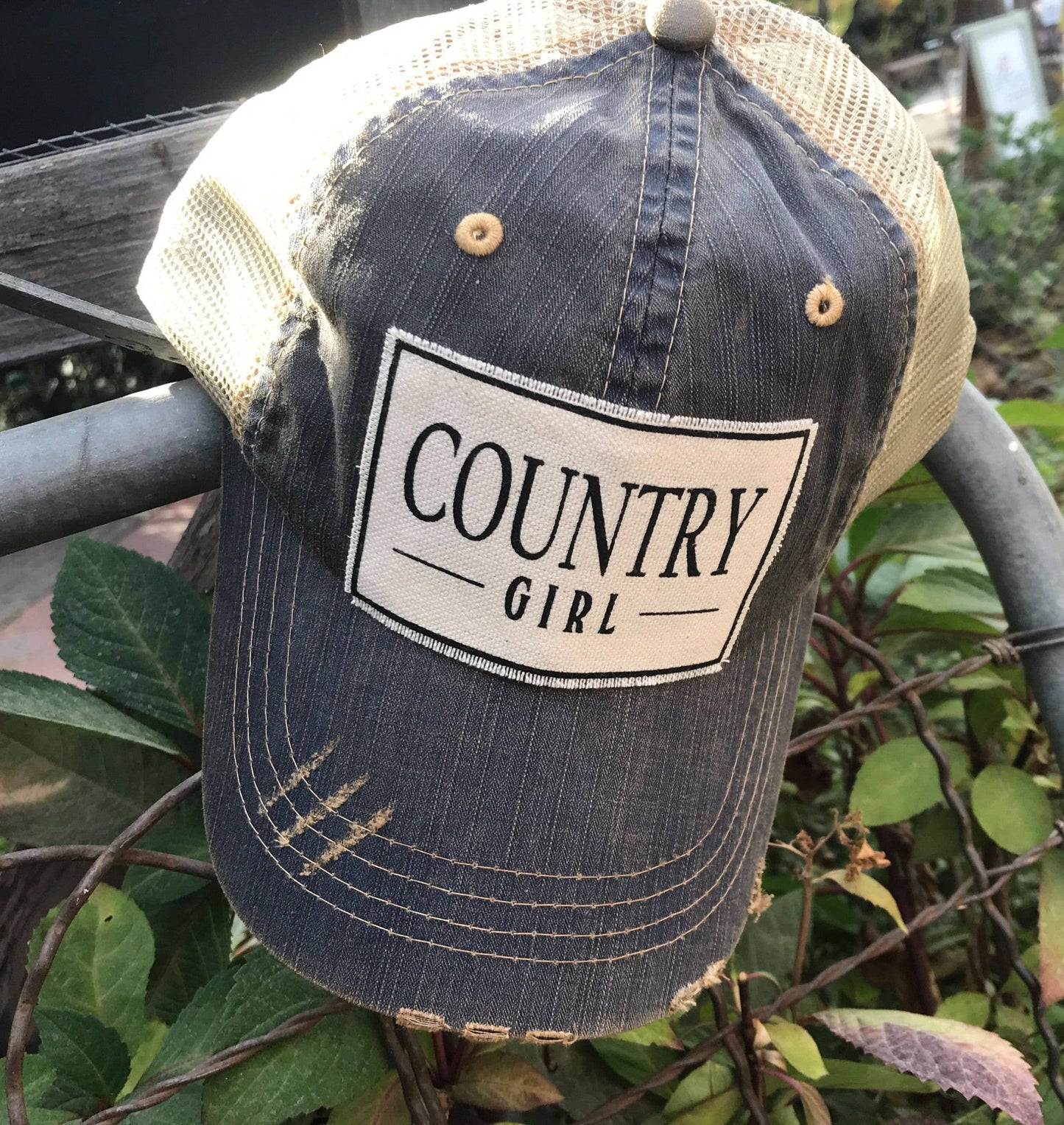 Country Girl Distressed Trucker Hat Baseball Cap Vintage Life