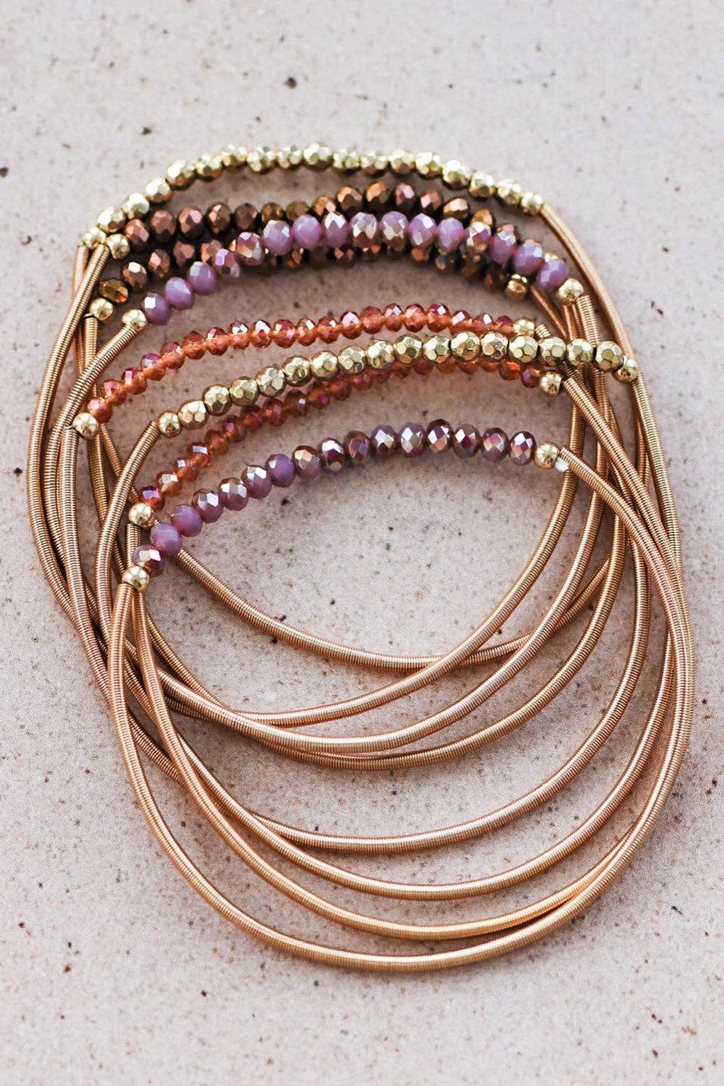 Boho Layered Spring Coil Guitar String Bracelet Set - 6964 - 926 West