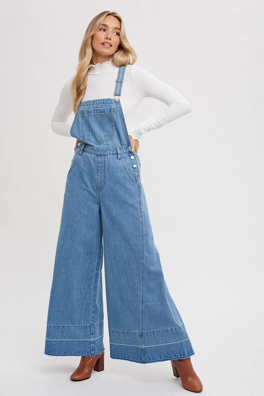 DENIM WIDE LEGS OVERALLS Bluivy