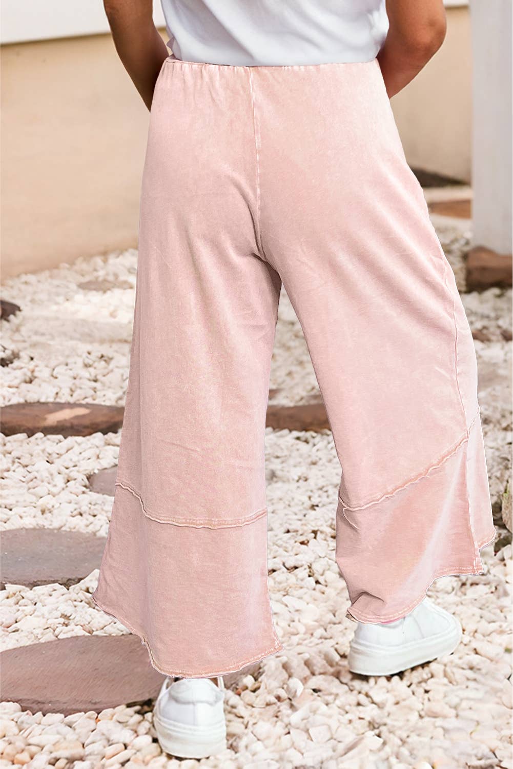 LDC Floral Patch Mineral Washed Terry Knit Cropped Pants Little Daisy Closet