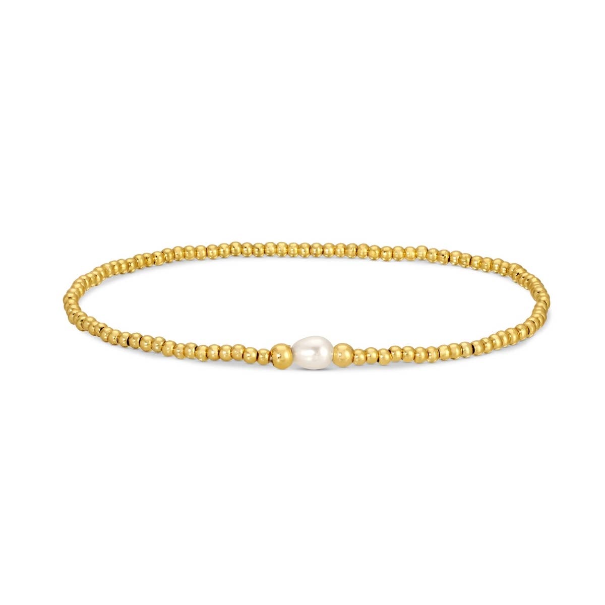 Splendid Iris 2mm Stretch Bracelets with Delicate Pearl Between 3mm Beads B3461