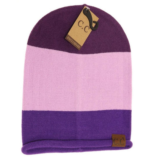 Colorblock Rolled Cuff Slouchy CC Beanie HAT7005 C.C Beanie