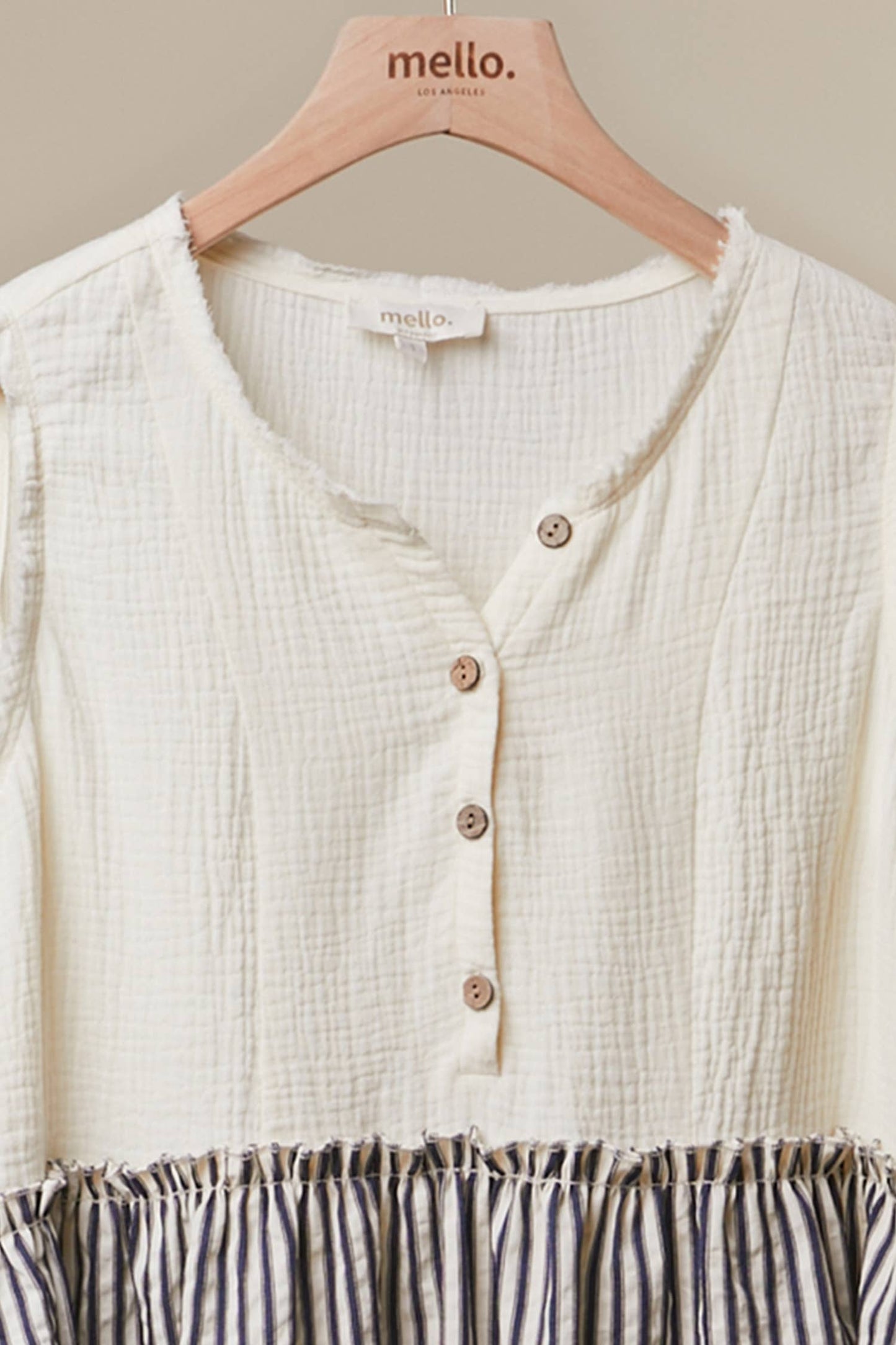 MELLO. - Striped Tiered Button Sleeveless Top