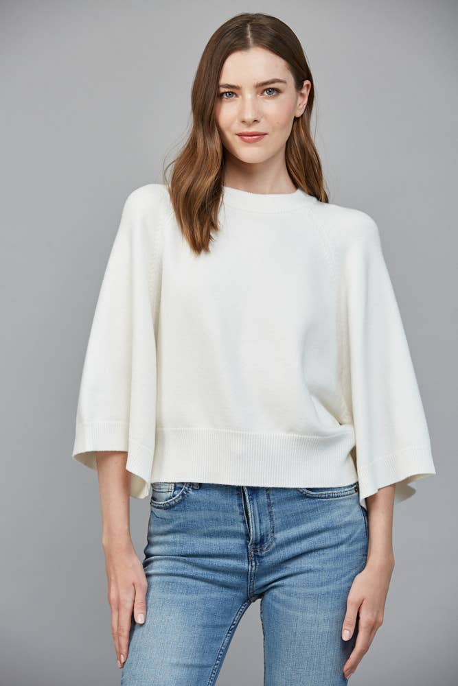 Raglan Sleeve Wide Cuff Crew Neck Sweater