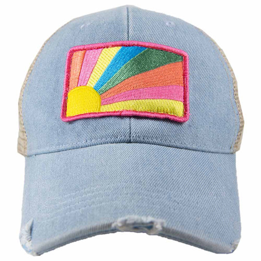 Bursting Sunshine Patch Denim Trucker Hat Katydid
