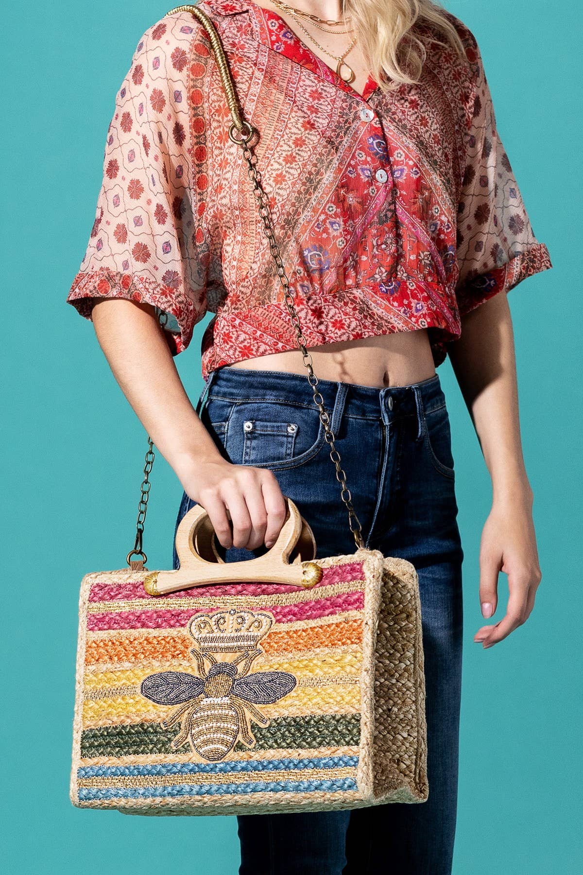 Azure-Bee Jute Tote Bag Urbanista