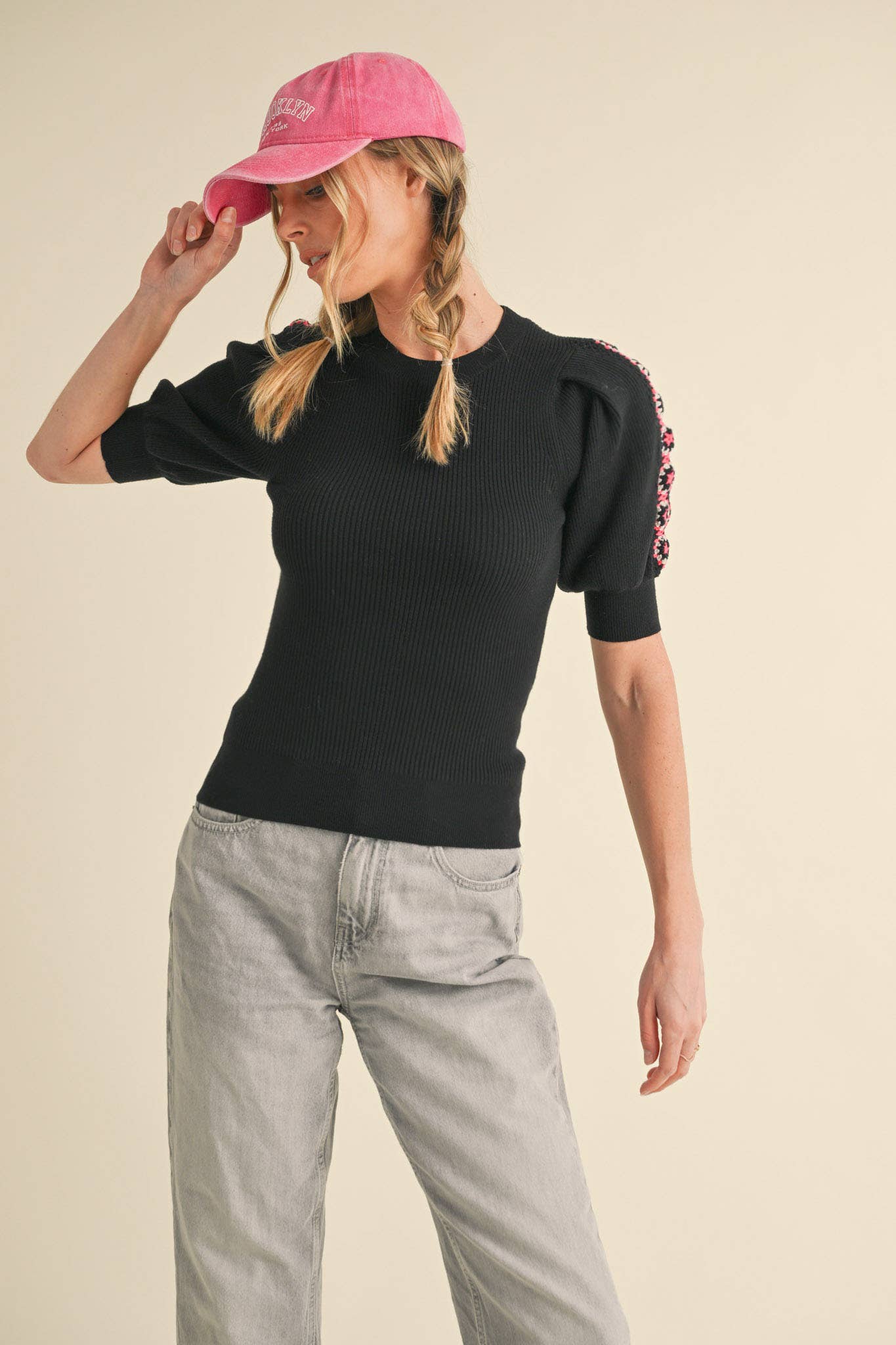 HAND-MADE CROCHET PUFF SLEEVE SWEATER MSW10567 &MERCI