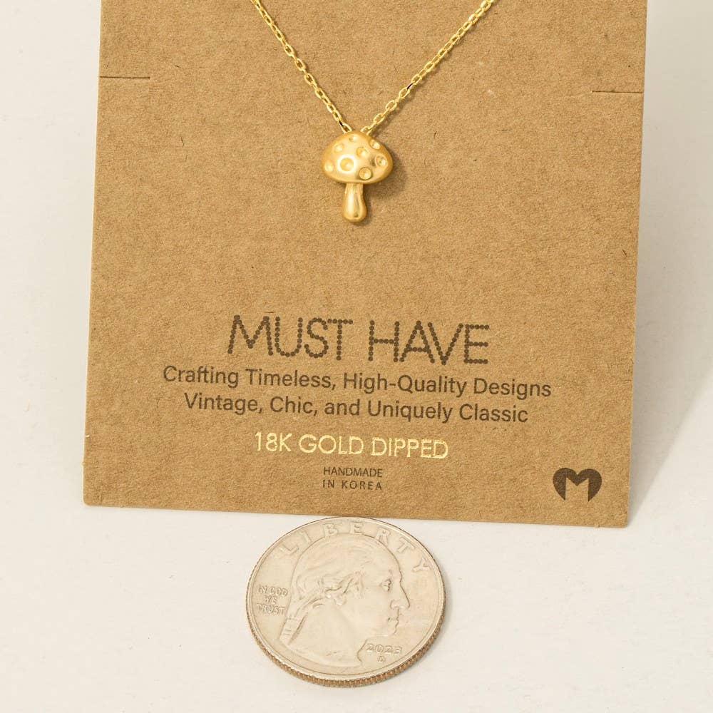 Gold Dipped Mini Mushroom Pendant Necklace Fame Accessories