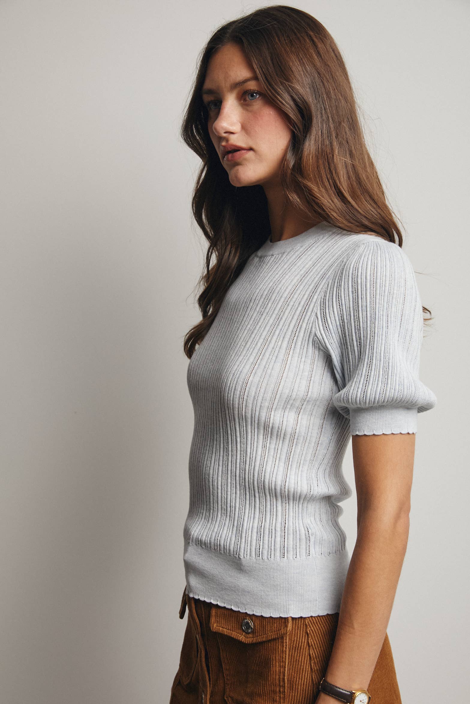 Forte- Textured Knit Puff Sleeve Top - 926 West