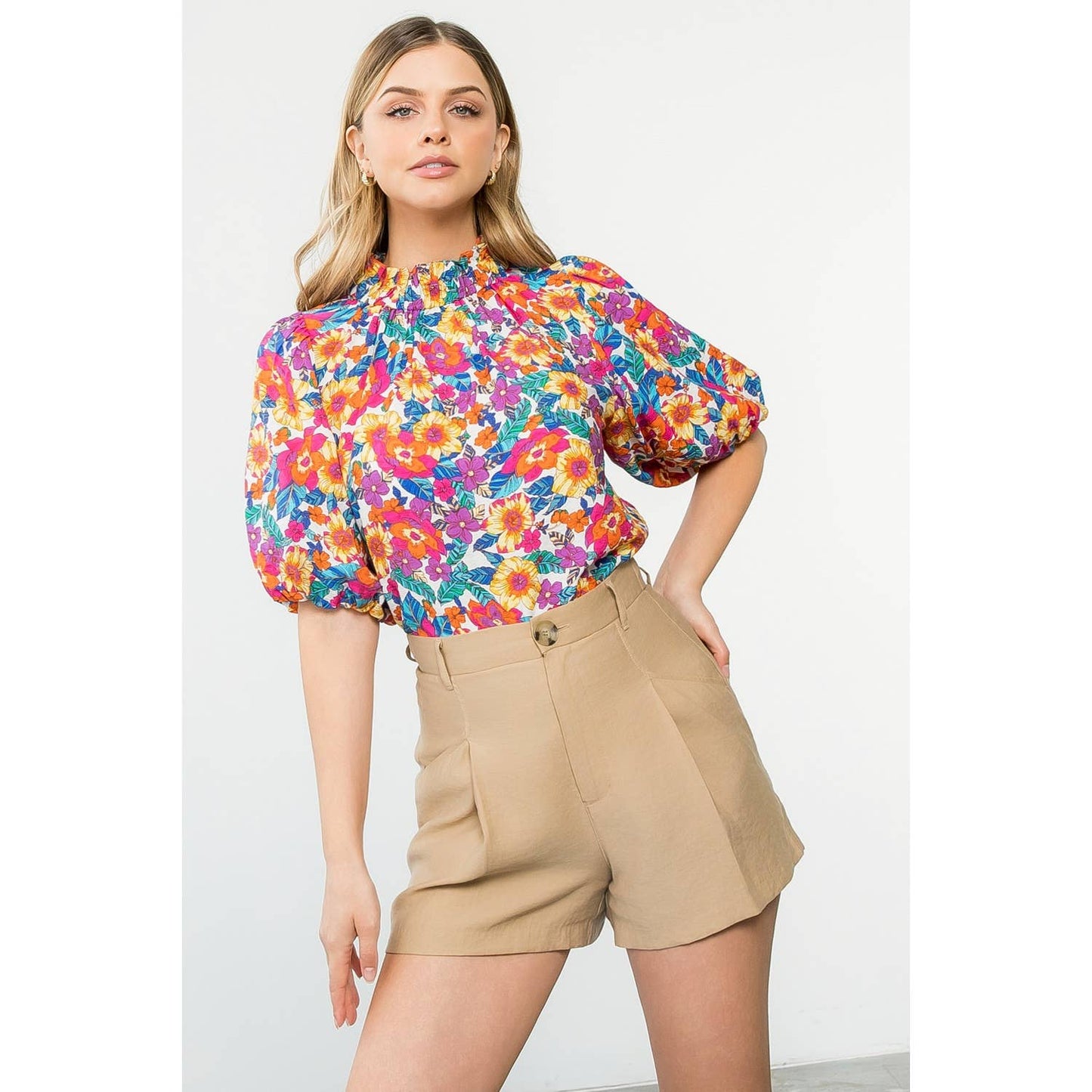 Puff Sleeve Floral Top THML