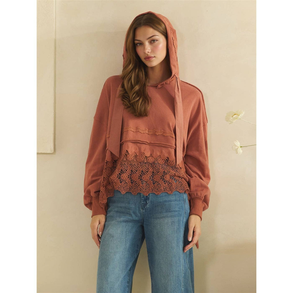 Willow Mineral-Wash Terry & Eyelet Sweatshirt