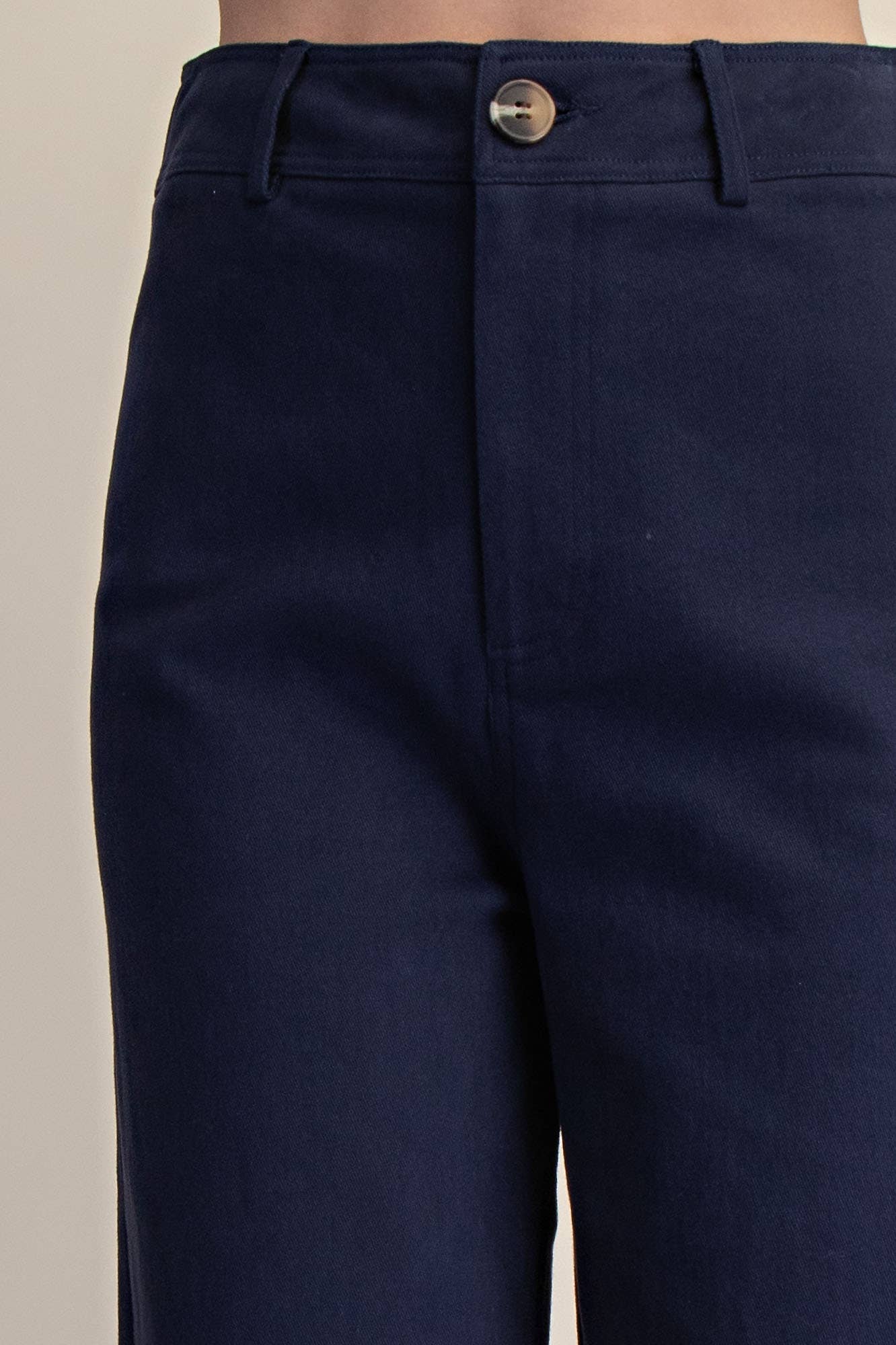High-Waist Straight Pants Navy