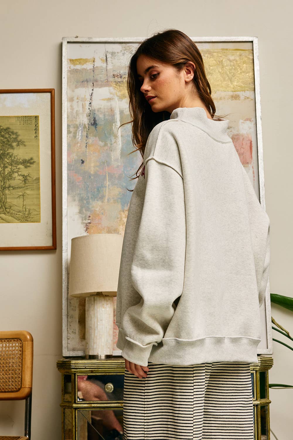 Embroidered "GEORGIA" Mock Neck Pullover
