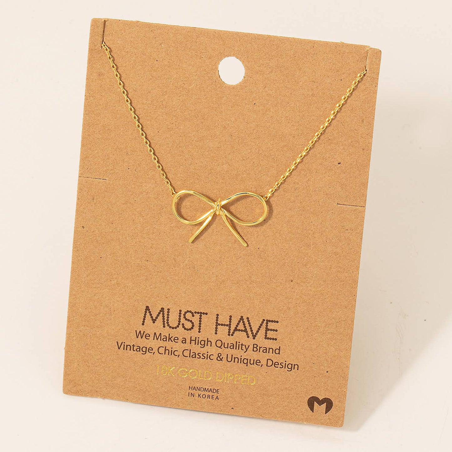 Gold Dipped Bow Tie Pendant Necklace 926 WEST