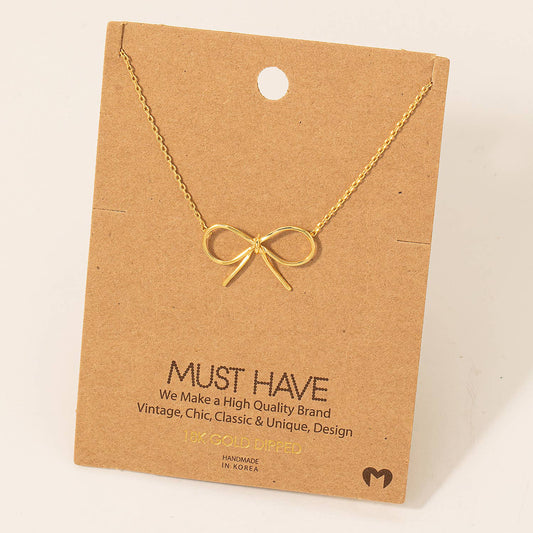Gold Dipped Bow Tie Pendant Necklace 926 WEST
