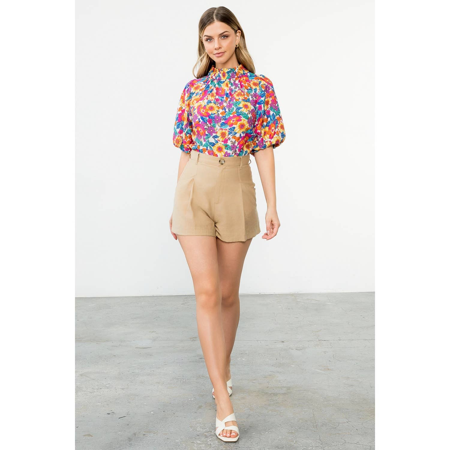 Puff Sleeve Floral Top THML