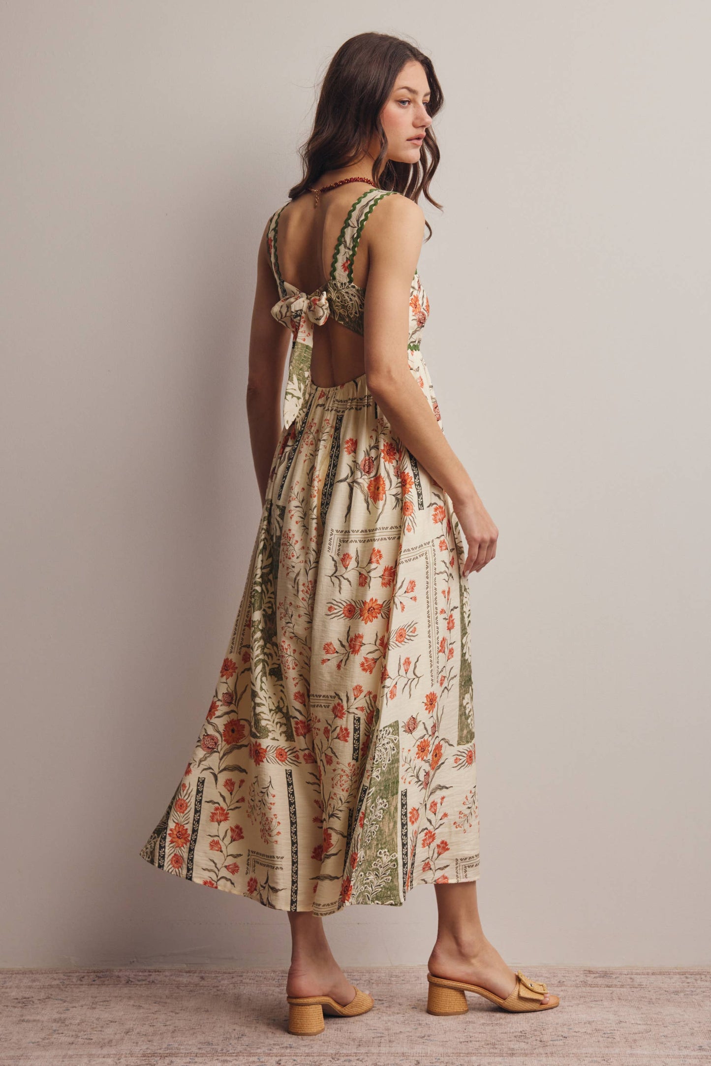 Printed Open-Back Maxi Dress FD0041