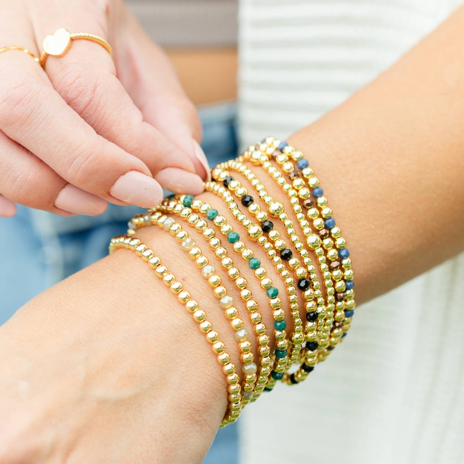 Splendid Iris - 3mm Bead With 5mm Accent Stretch Bracelet B3359 - 926 West