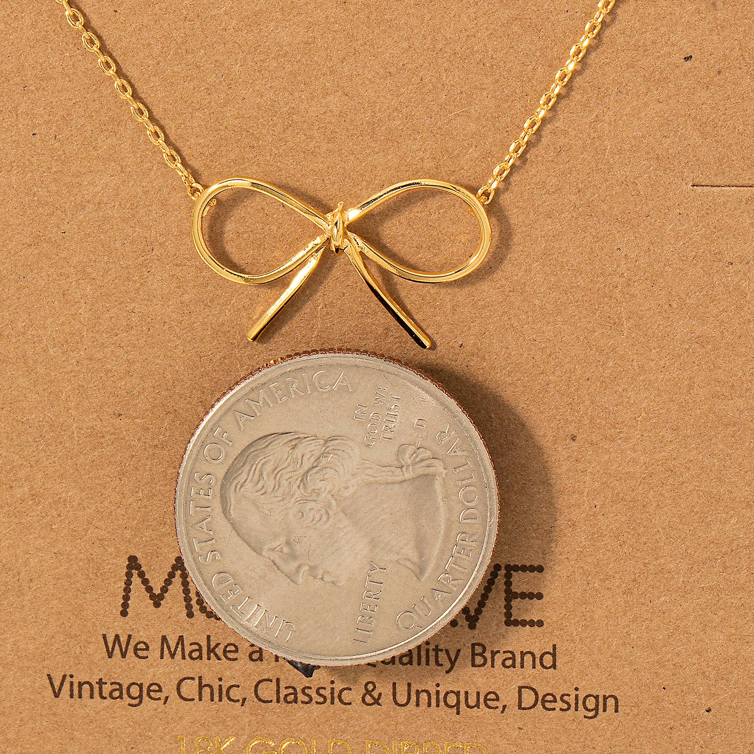 Gold Dipped Bow Tie Pendant Necklace 926 WEST