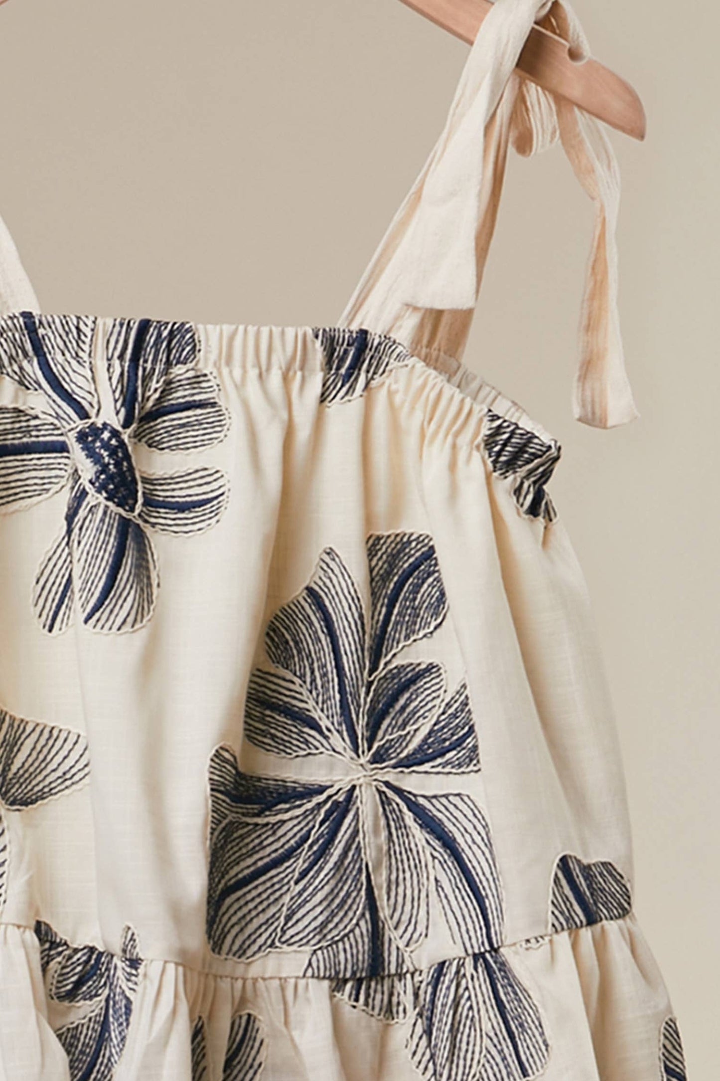 Mello - Floral Print Tie-Shoulder Tiered Top & Bottom- (Set)