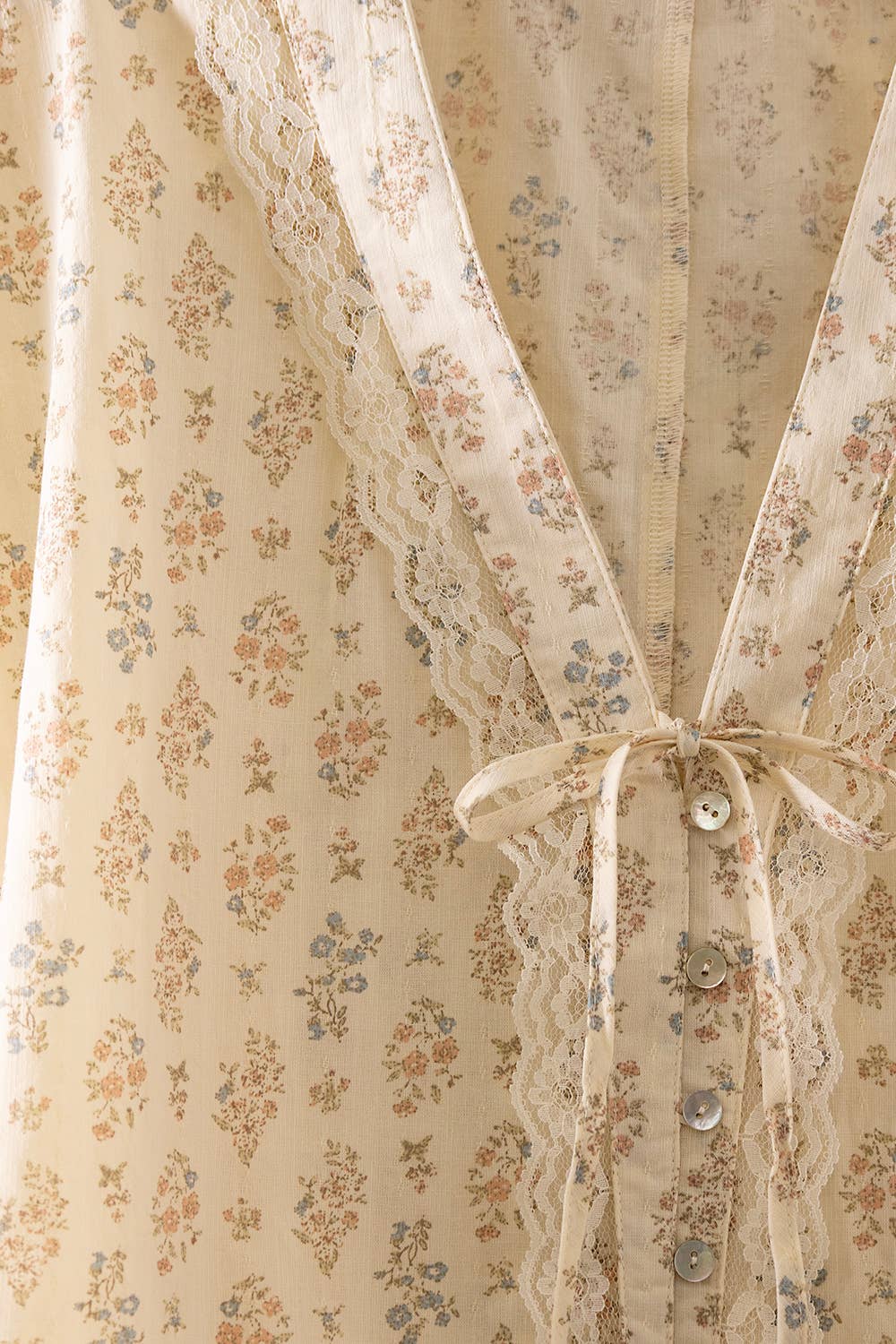 VERY J - Women's Romantic Floral Lace Tie Blouse