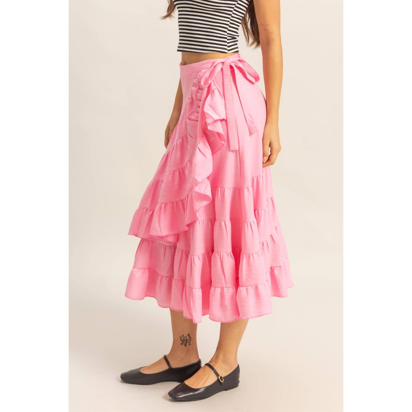 Cotton Candy Waist Tiered Wrap Maxi Skirt