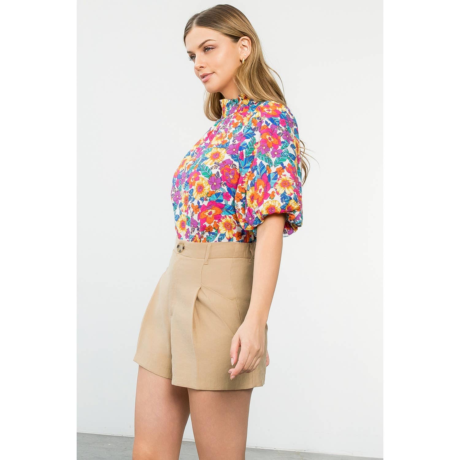 Puff Sleeve Floral Top THML