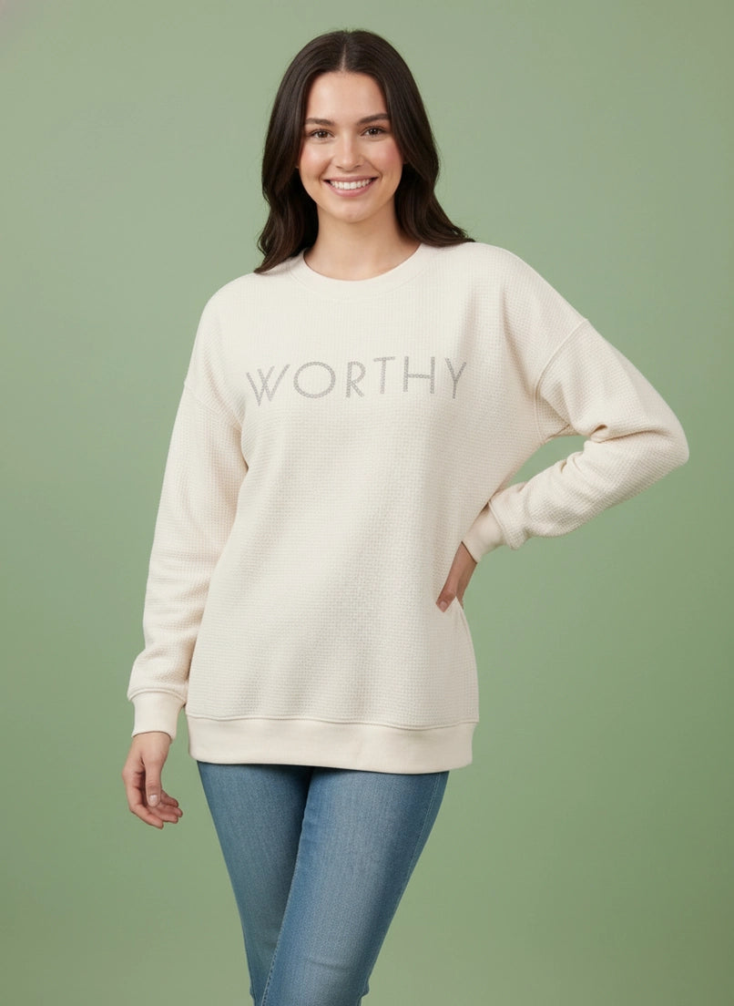 Worthy Graphic Cloudy Knit Top
