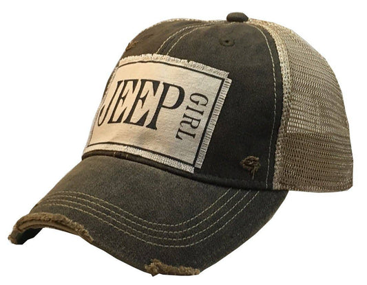 Jeep Girl Distressed Trucker Cap Vintage Life