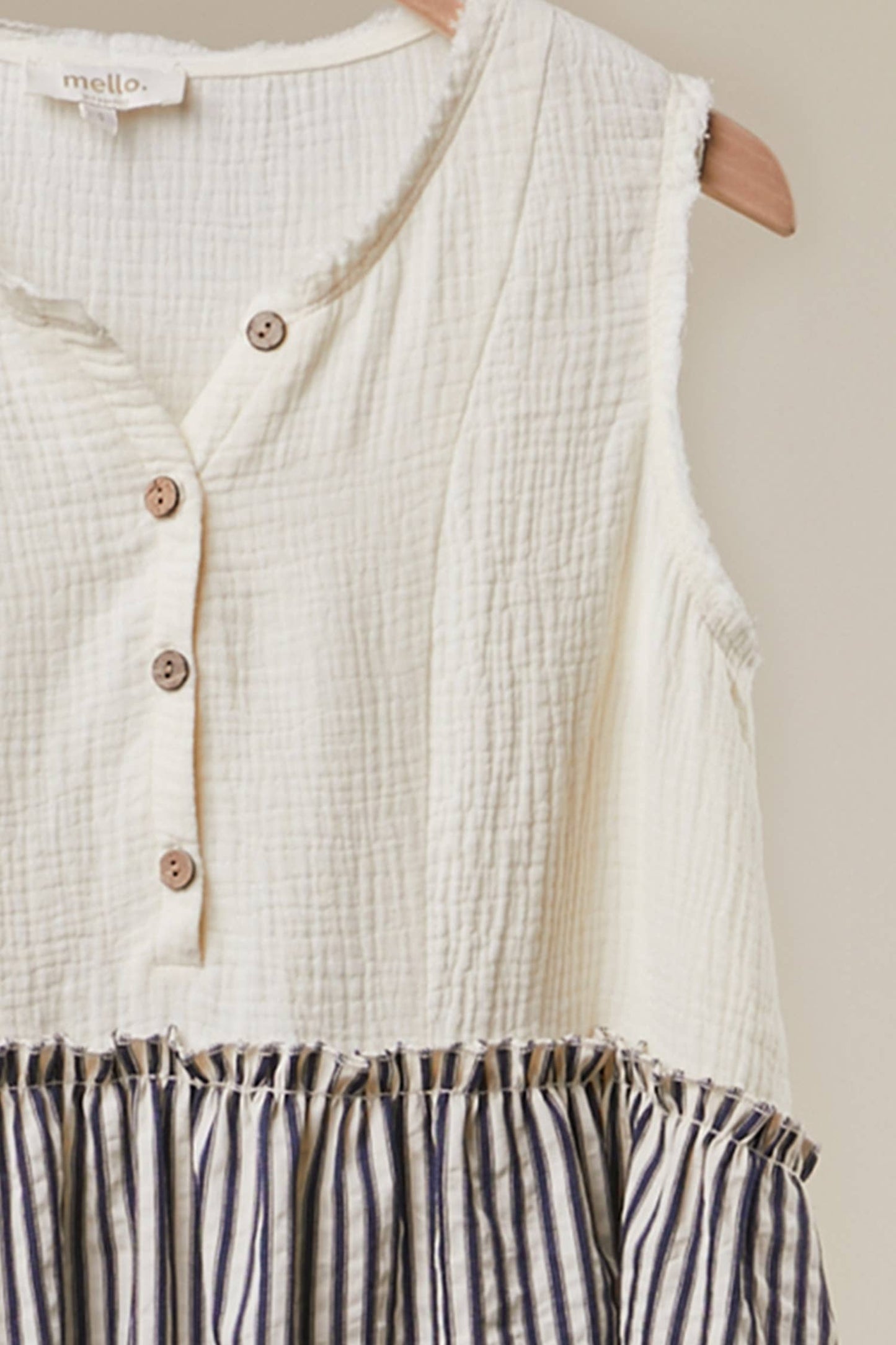 MELLO. - Striped Tiered Button Sleeveless Top