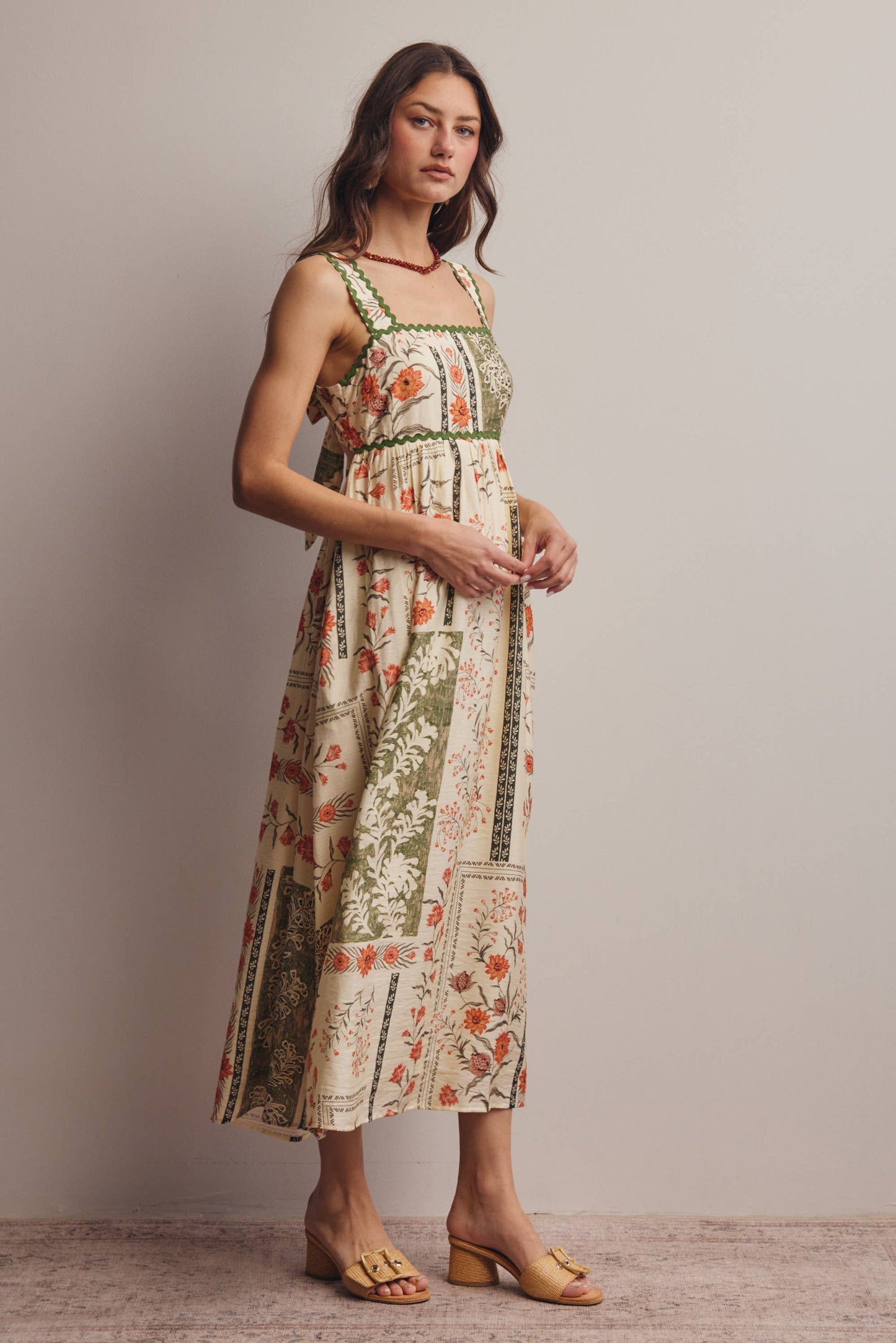 Printed Open-Back Maxi Dress FD0041