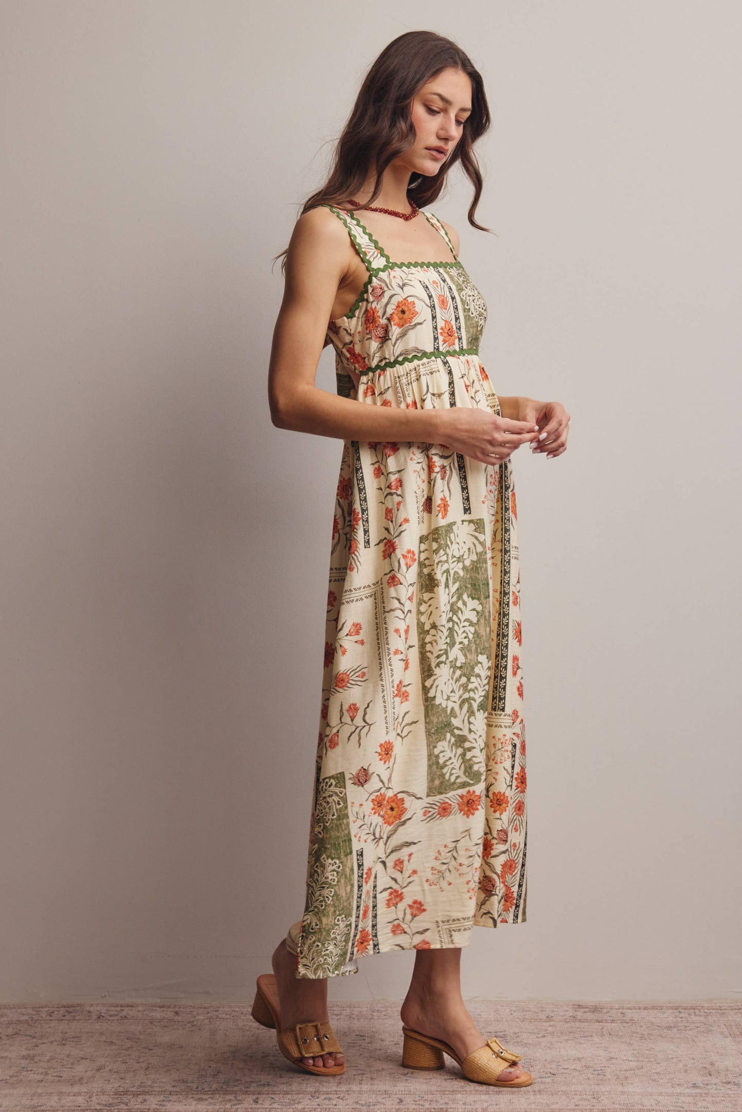 Printed Open-Back Maxi Dress FD0041