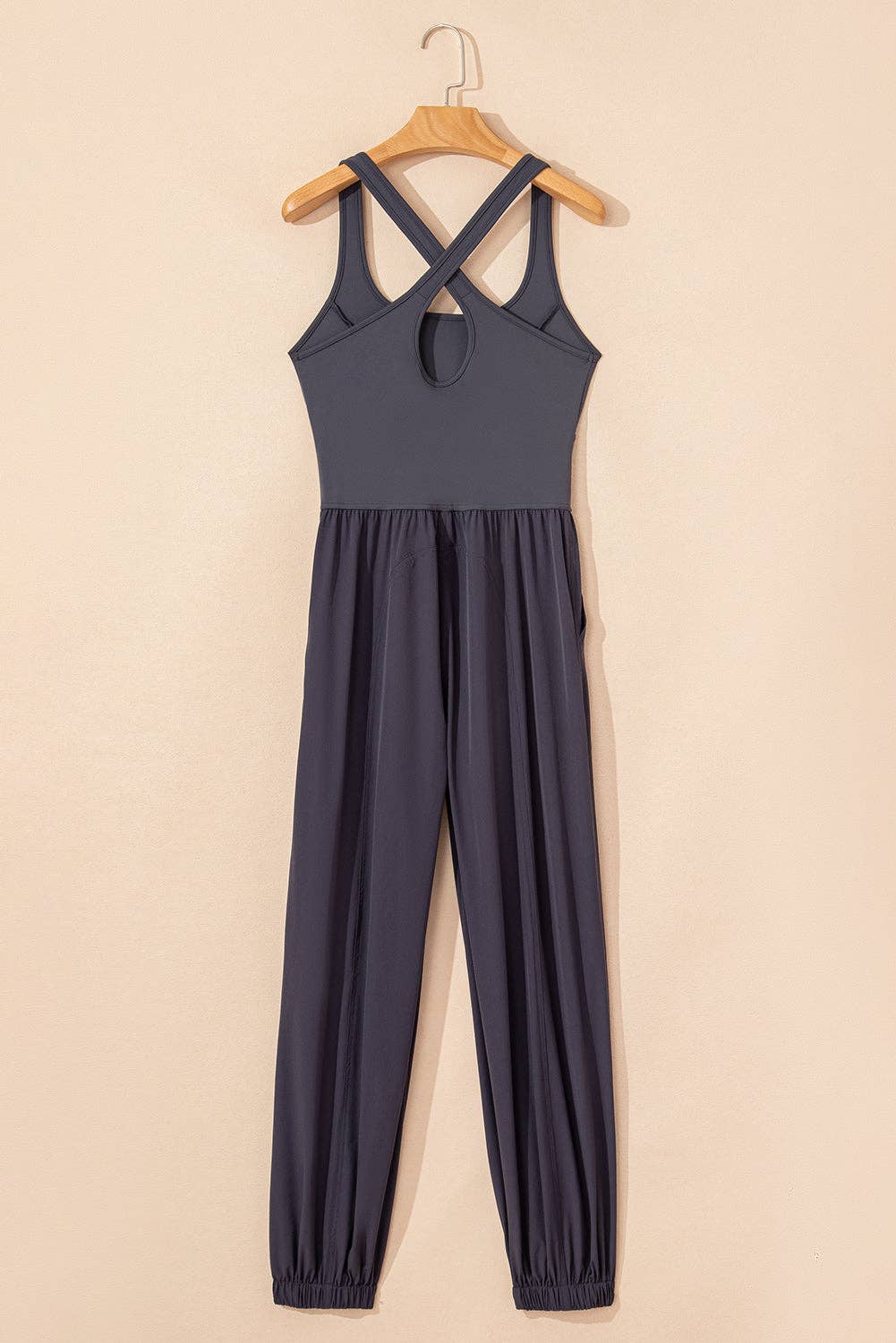 FINAL SALE- Solid Crossed Straps Jogger Jumpsuit 926 WEST