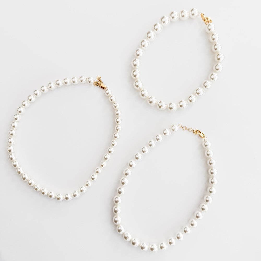 Chunky Three Piece Pearl Necklace - WATERPROOF
