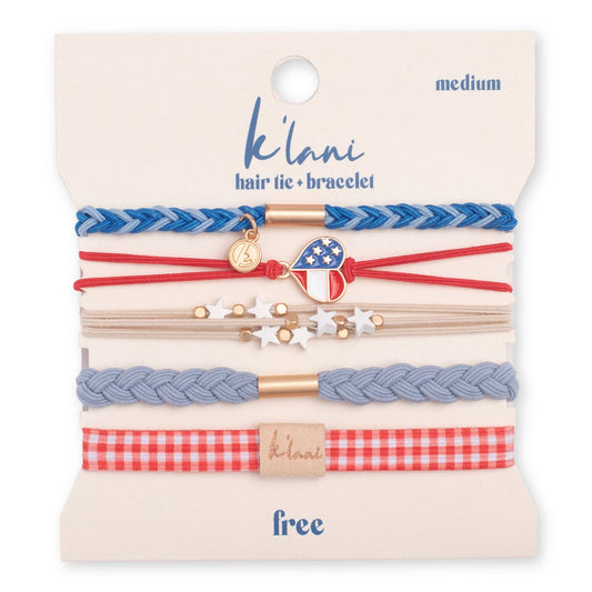 "Free" Patriotic Hair Tie Bracelets USA