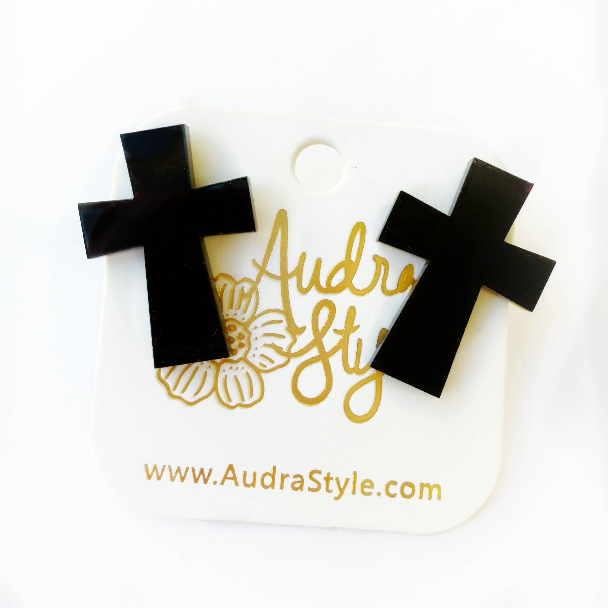 Black Cross Stud - Neutral Earring Audra Style