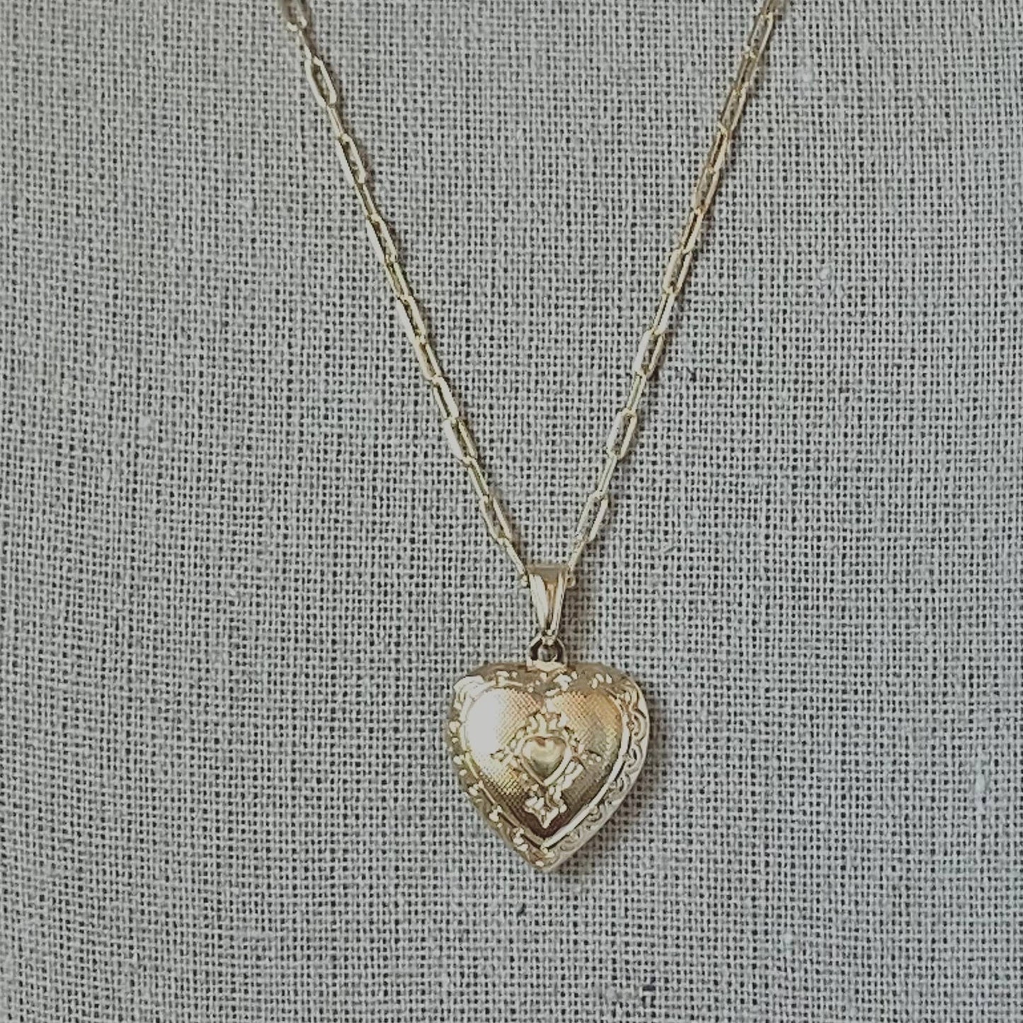 Heart Lock locket necklace engraved love gold filled photo 