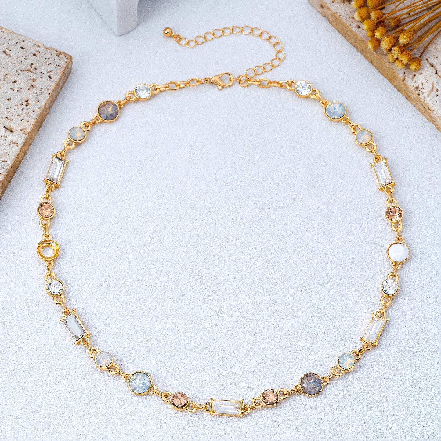 Mixed-Cut Crystal Station Statement Necklace