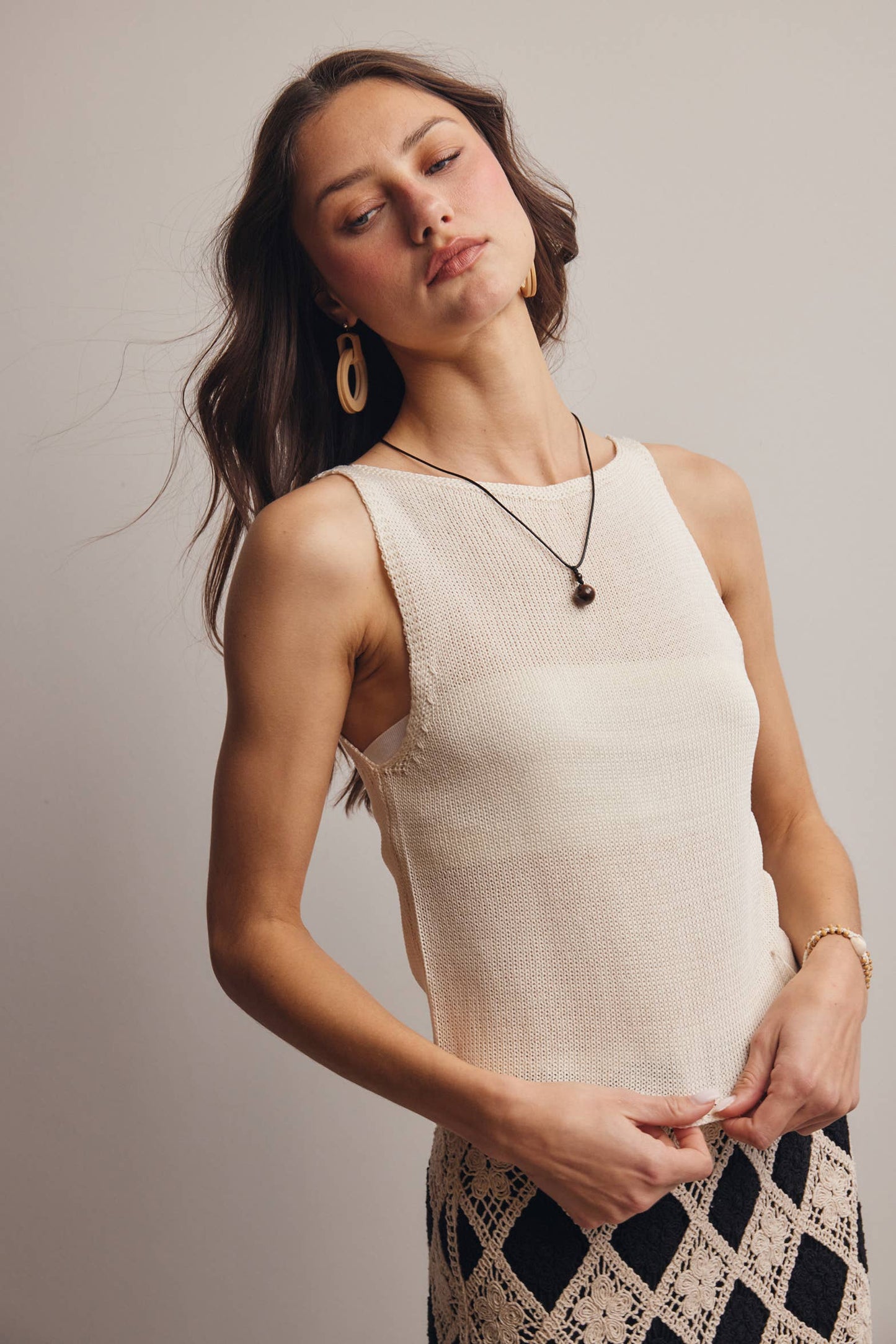 Forte Sleeveless Cotton Knit Tank Top - 926 West