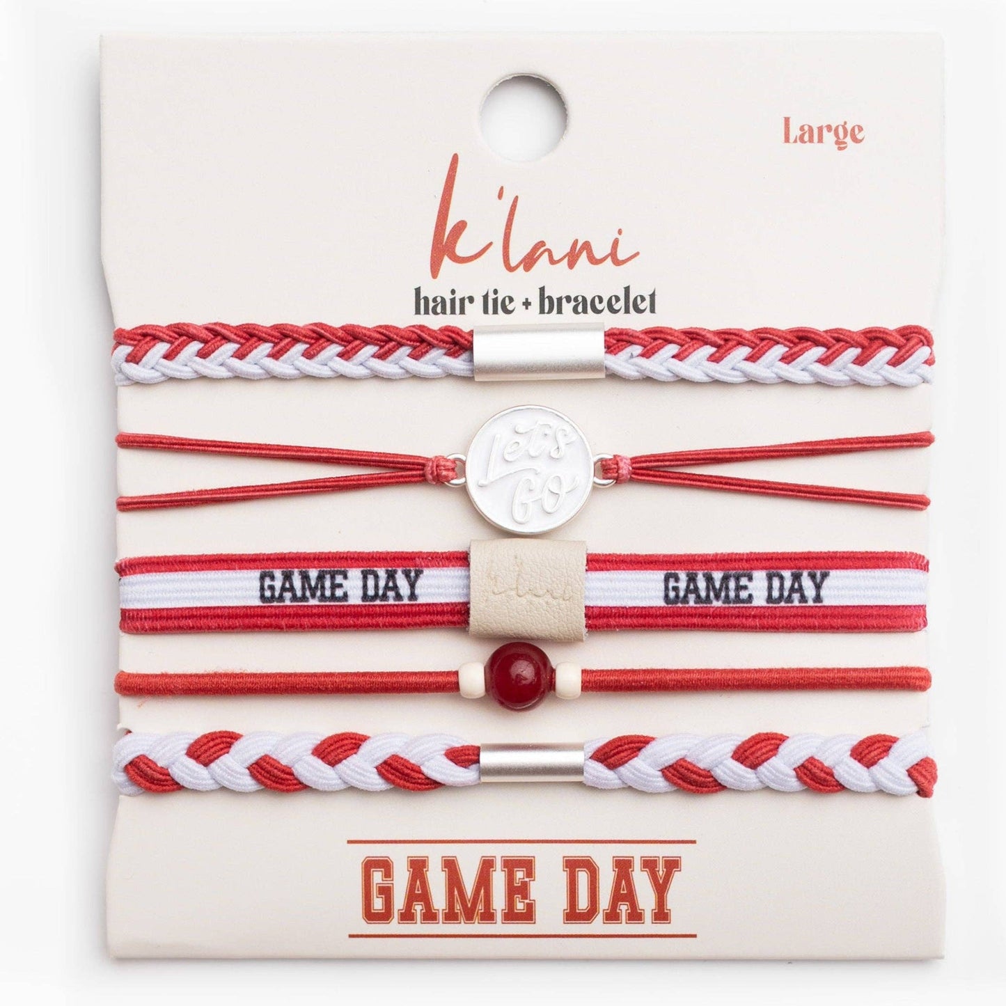 "Game Day" Crimson & White Hair Tie Bracelets