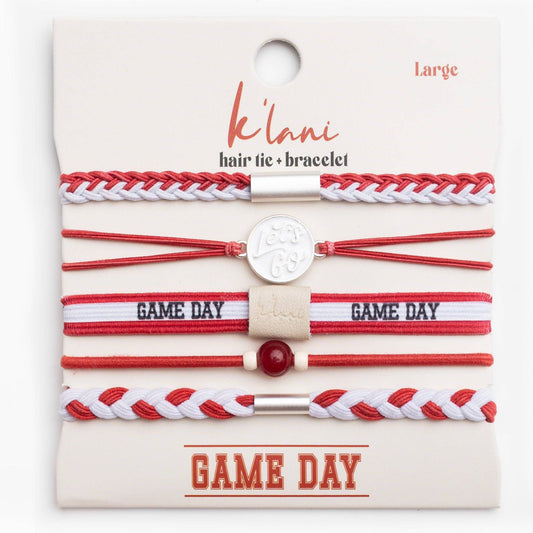 "Game Day" Crimson & White Hair Tie Bracelets
