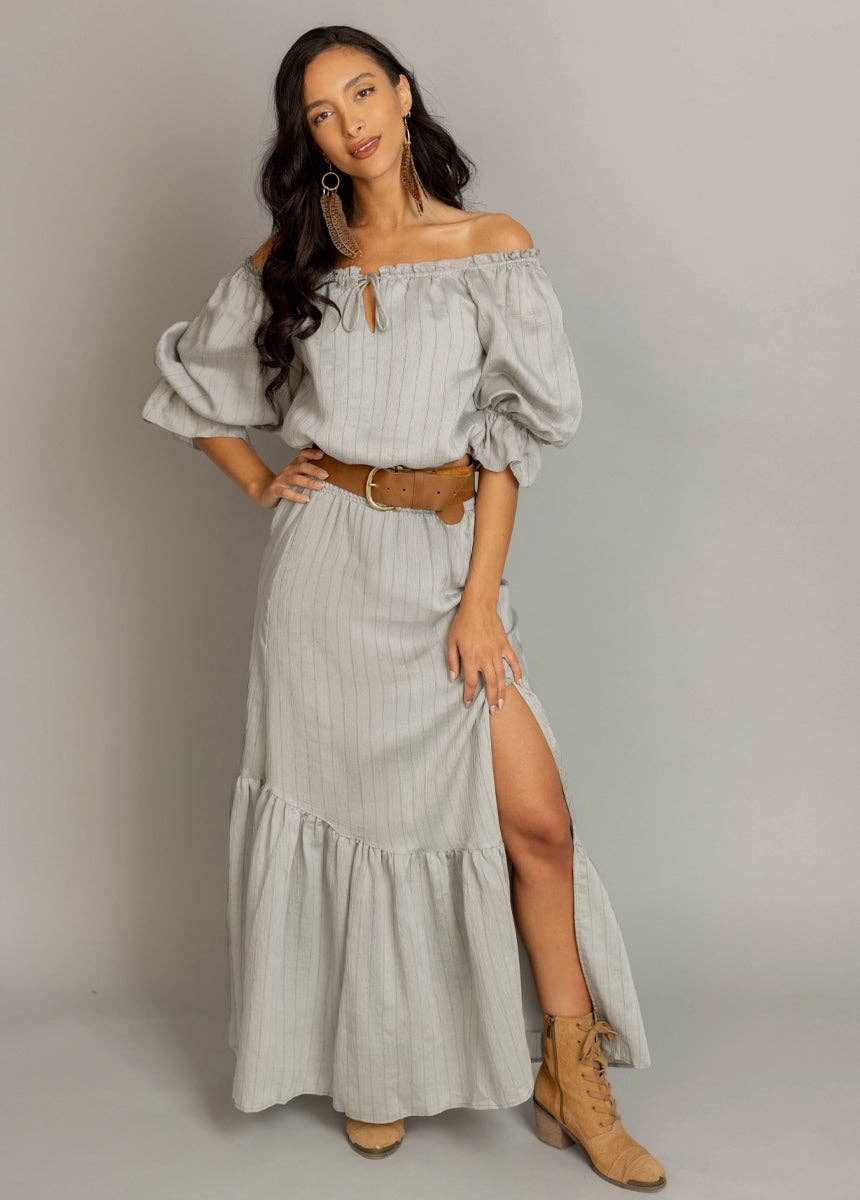 Kara Set in Neutral Green – Boho Maxi Skirt Set