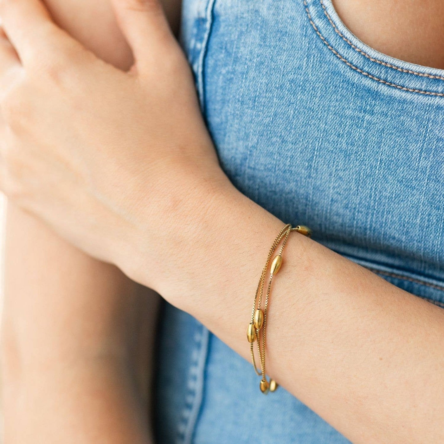 Triple Layer Accented Water-Resistant Bracelet
