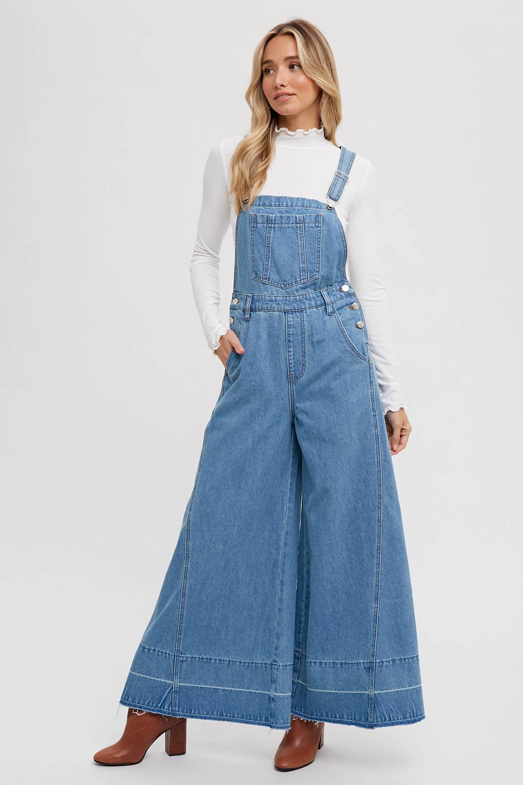 DENIM WIDE LEGS OVERALLS Bluivy