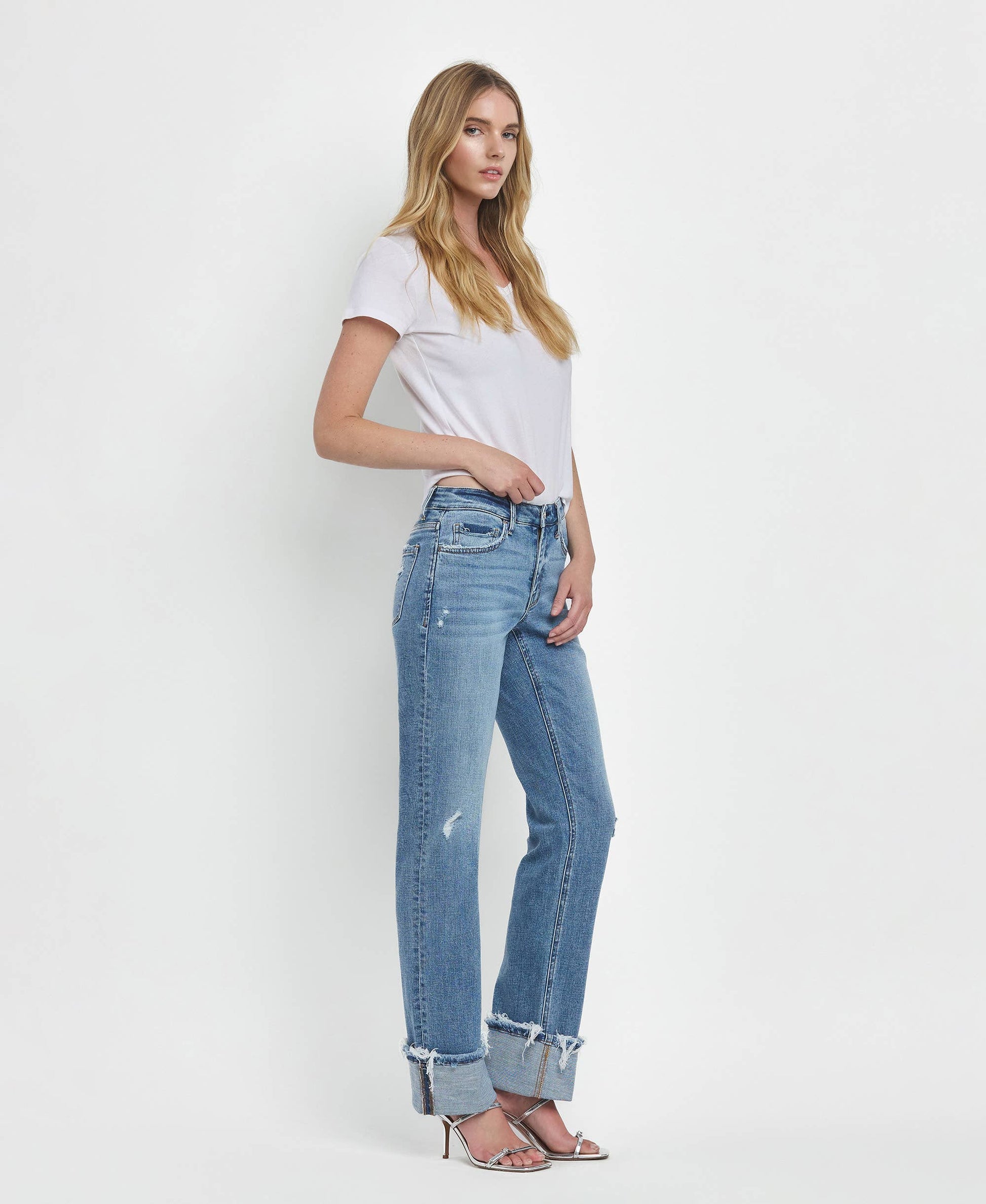 MID RISE CUFFED STRAIGHT JEANS LV1504 Lovervet by VERVET