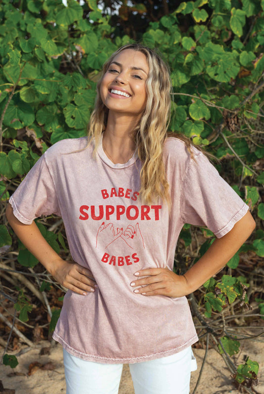 BABES SUPPORT BABES Mineral Washed Graphic Top OAT COLLECTIVE