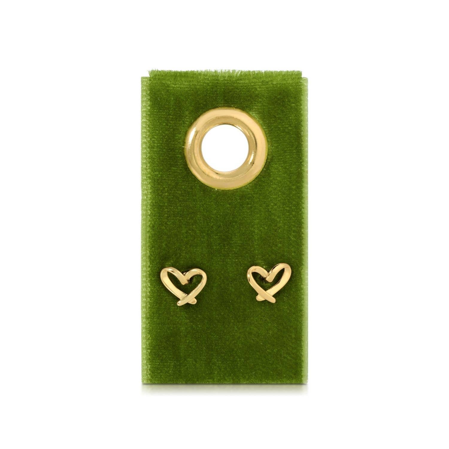 SPLENDID IRIS - Free Form Heart Studs on Velvet Gift Tag - 926 West