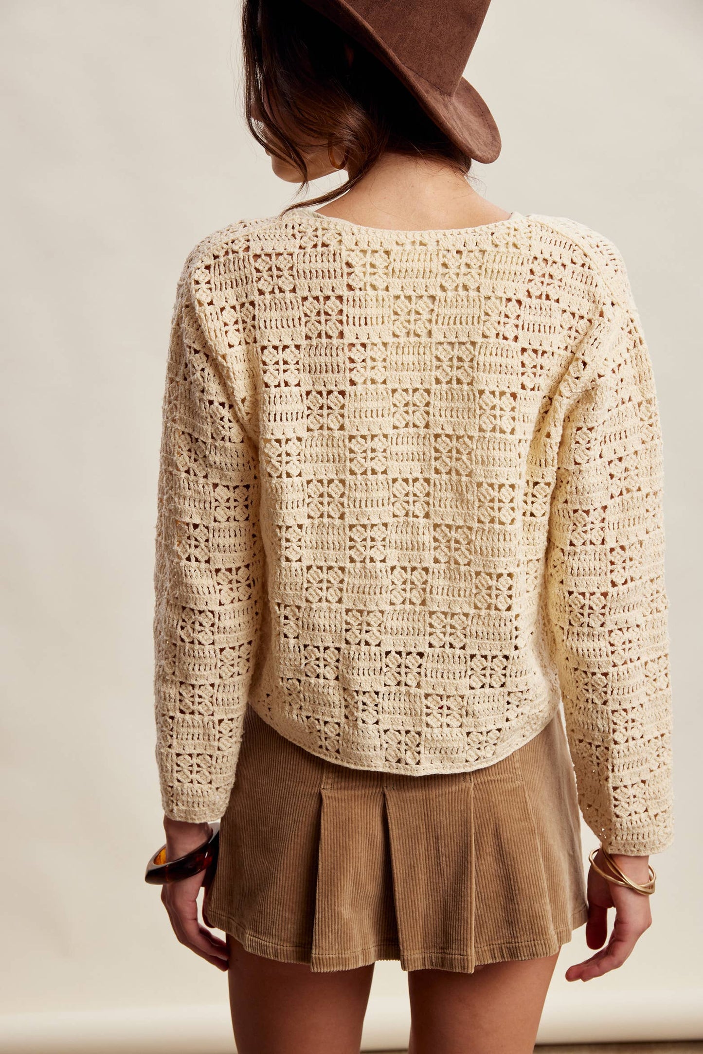 Boho Crochet Tie-Front Cardigan Top