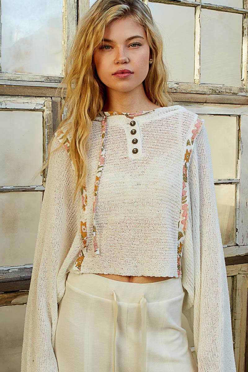 FINAL SALE-Full sleeve solid thin sweater hoodie top 926 WEST