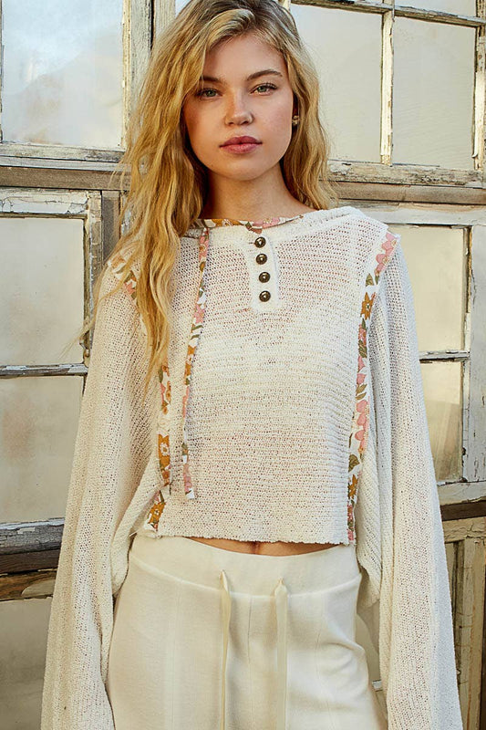 FINAL SALE-Full sleeve solid thin sweater hoodie top 926 WEST